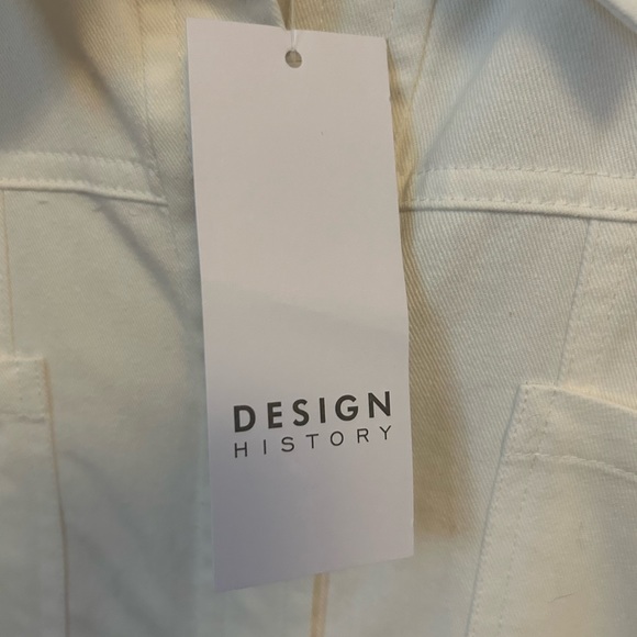 Design History Button up Jacket. White. Cotton. Medium. Eyelet Floral Sleeves - Picture 7 of 10